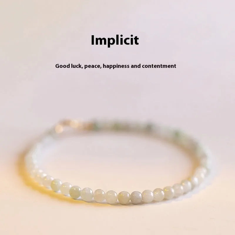 Women's Korean style retro jade bracelet with ball type design and extension chain