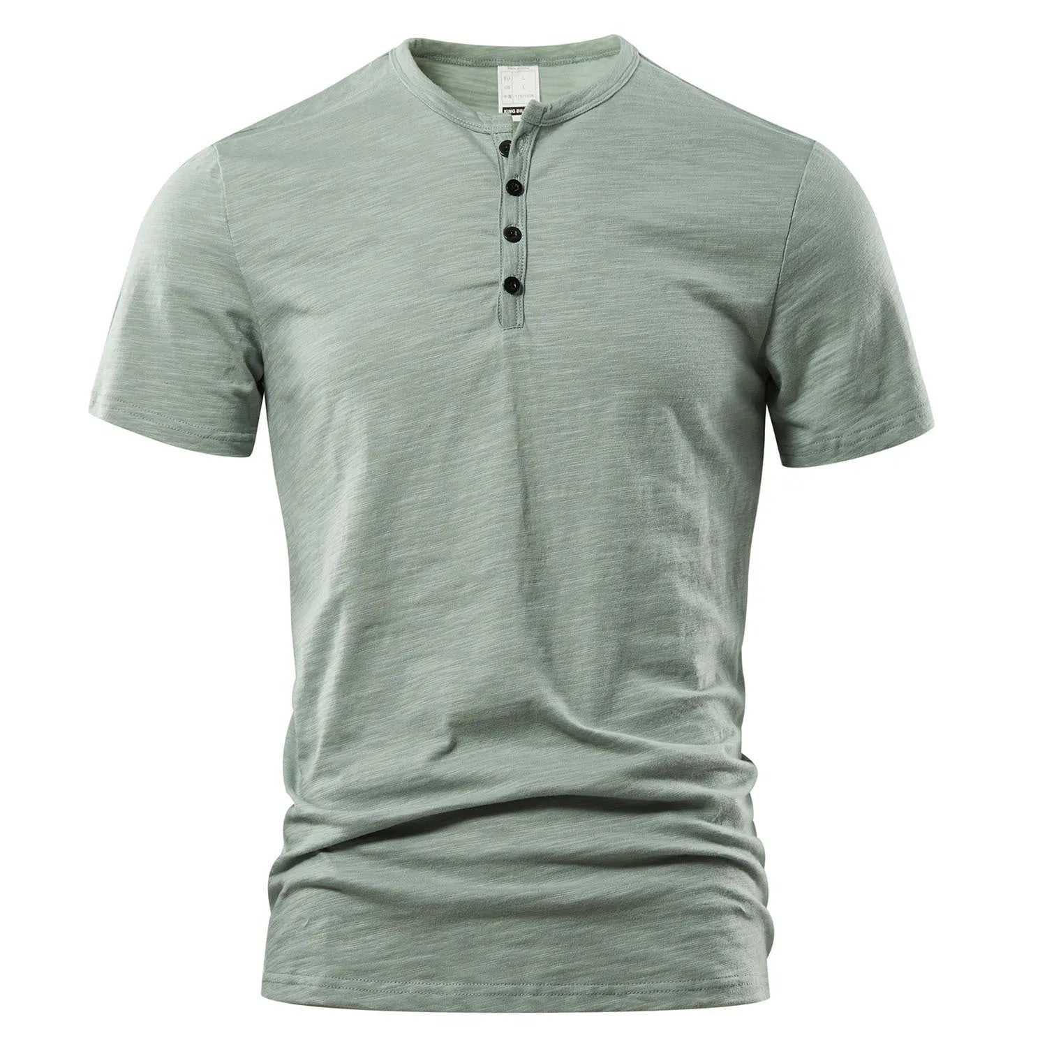Men's solid colour slub cotton short sleeve casual shirt in British style pullover