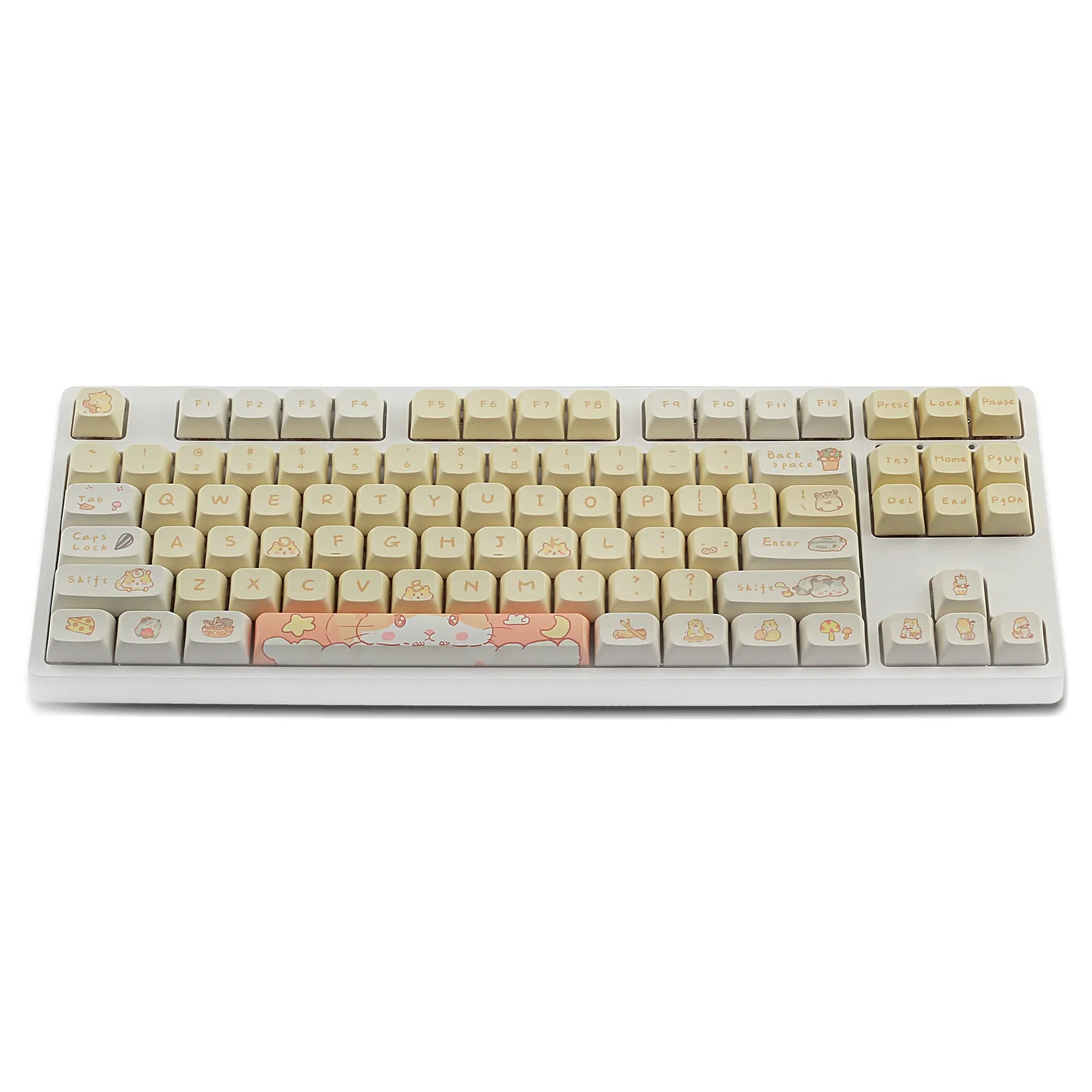 XDA profile mechanical keyboard keycaps in custard colours for 68 75 98 100 key layouts