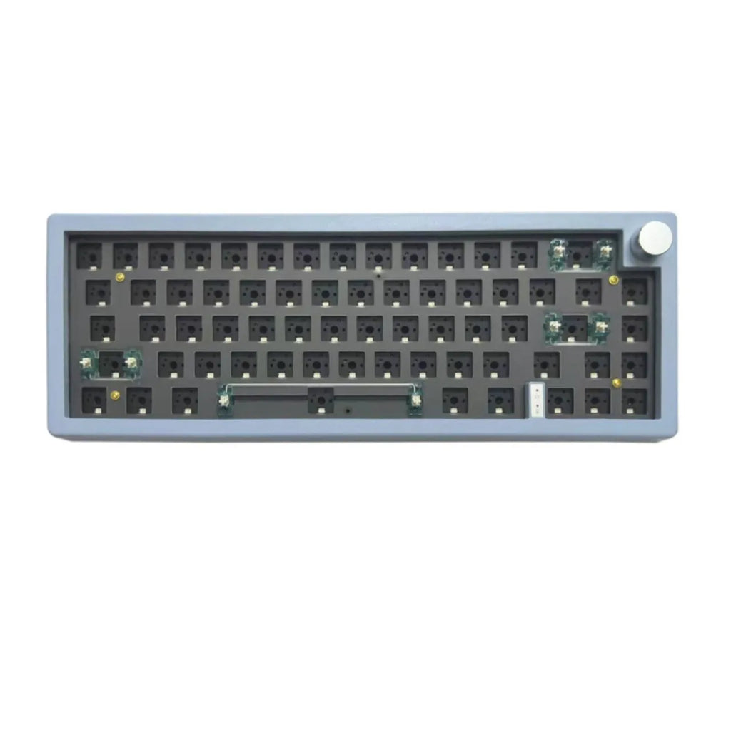 DIY RGB backlit mechanical keyboard kit with control knob shown in multiple colour options
