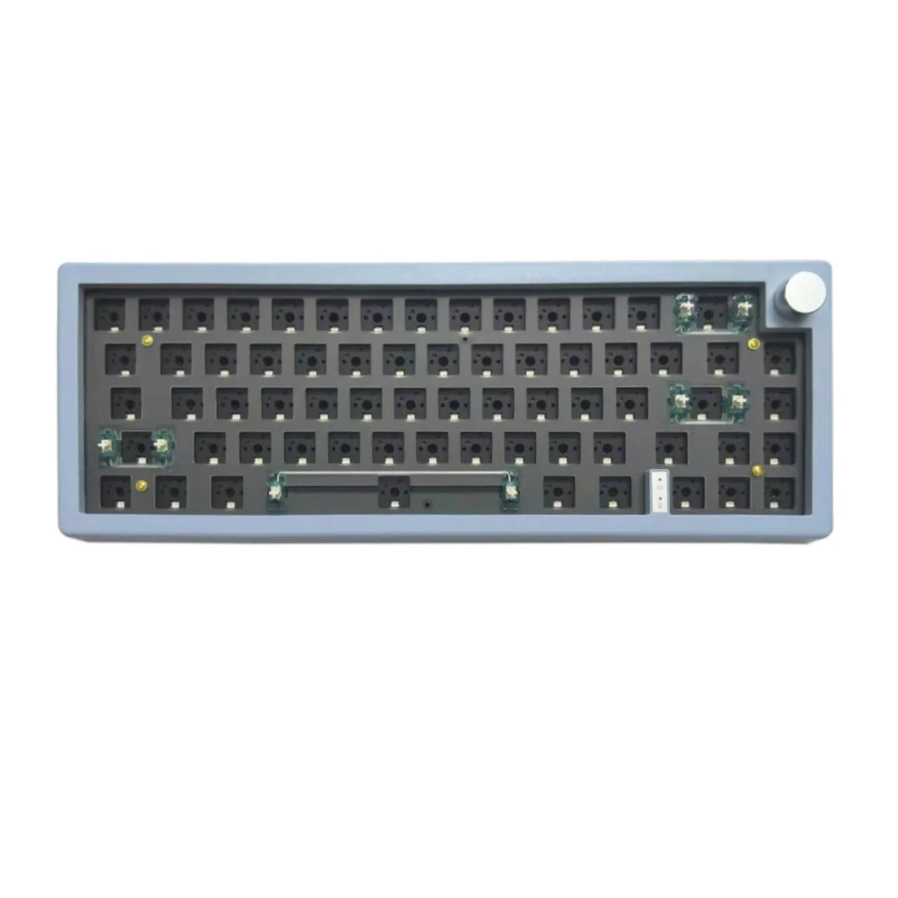 DIY RGB backlit mechanical keyboard kit with control knob shown in multiple colour options