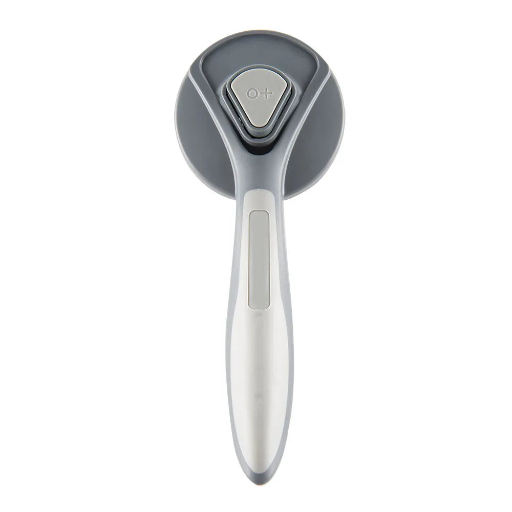 Self cleaning pet slicker brush in grey, green, or pink with one-button hair release