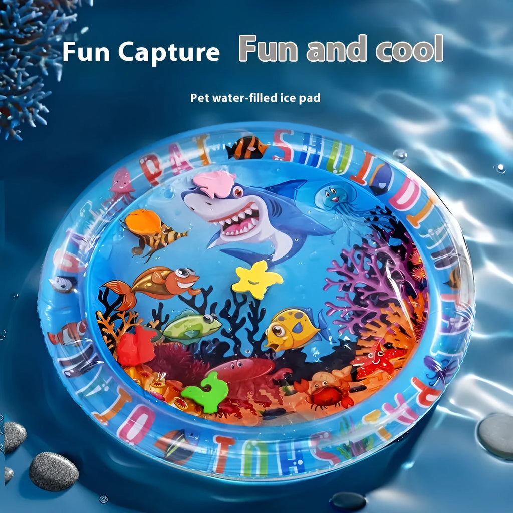 PVC inflatable pet water cooling mattress with dolphin design