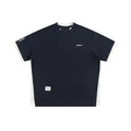 Retro alphabet embroidered loose waffle T-shirt in navy blue, white flower grey, or yellow colours