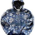 Red or blue loose fit hooded zip coat for young men, polyester fabric, Asian sizes XS to 6XL