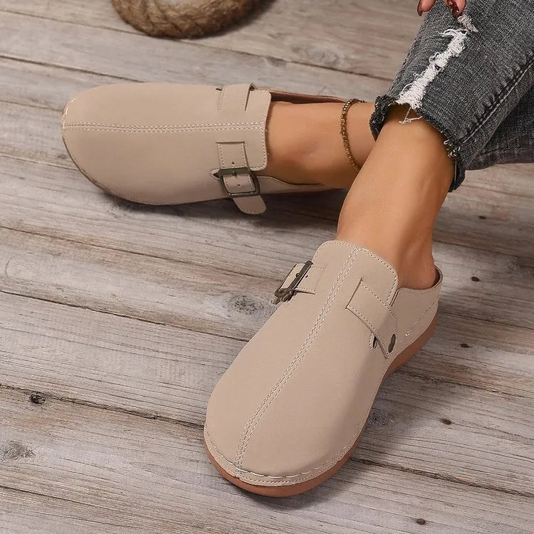 Women's casual wedge slippers with closed toe and rubber soles in multiple colour options