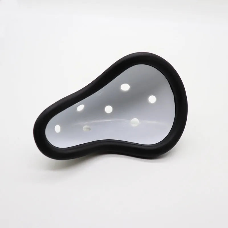Rubber sports groin protector for adult and children, used for boxing, martial arts, rugby, and hockey.