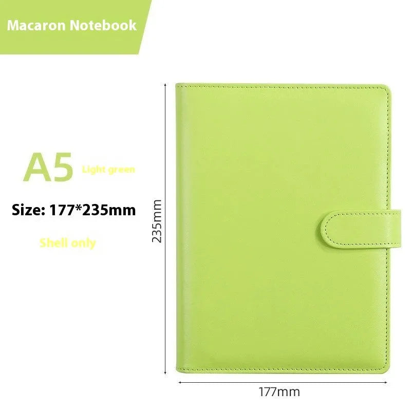 A5 PU leather notebook binder with zipper closure in solid colour options