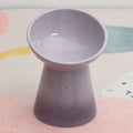 Black ceramic pet bowl with high foot and raised neck for dog or cat feeding