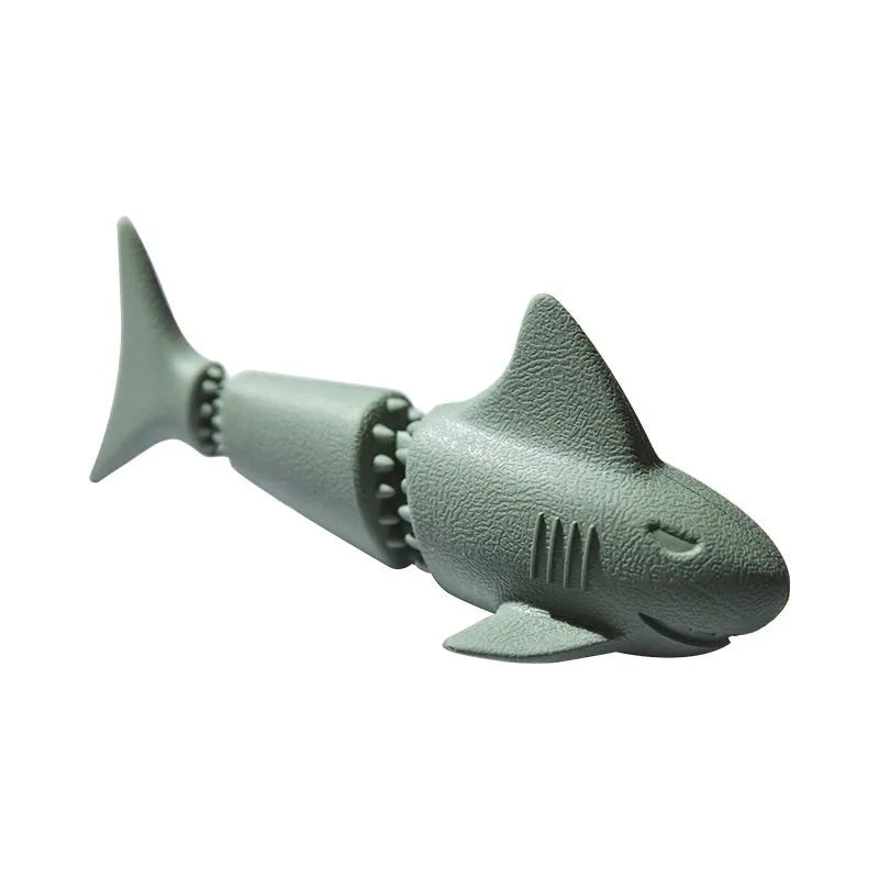 Deep sea shark rubber dog toy for puppies and small dogs in blue and green colour variations