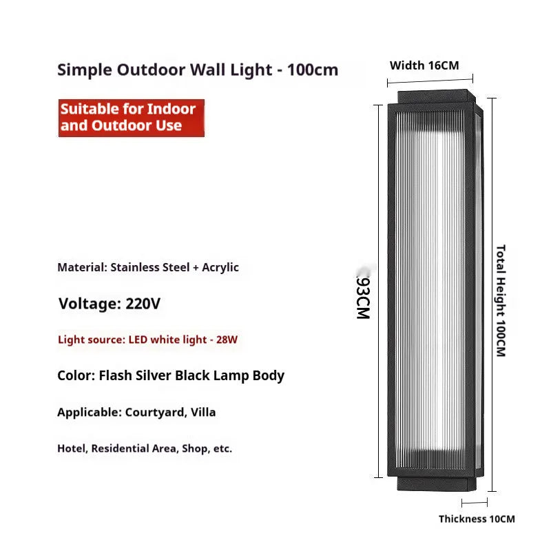 Waterproof stainless steel outdoor wall lamp for courtyard and garden lighting installation