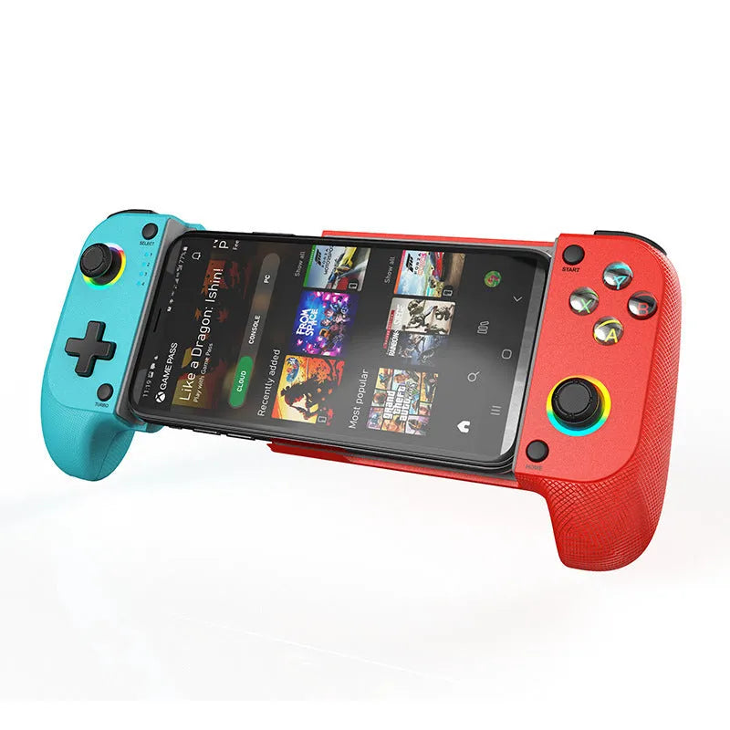Bluetooth wireless stretching mobile game controller handle for smartphones with Type-C port