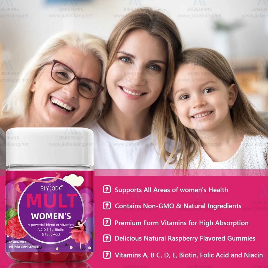 Biyode Women Multi Vitamin Supplement Gummies bottle with original flavour, 60 count