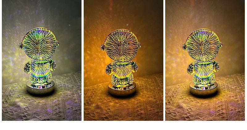 Fireworks astronaut 3D stereo glass table lamp with USB charging