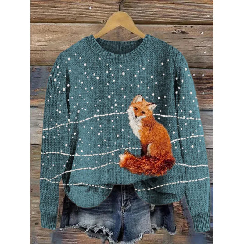 Digital printed round neck sweater showing Little Flower pattern in various colour options