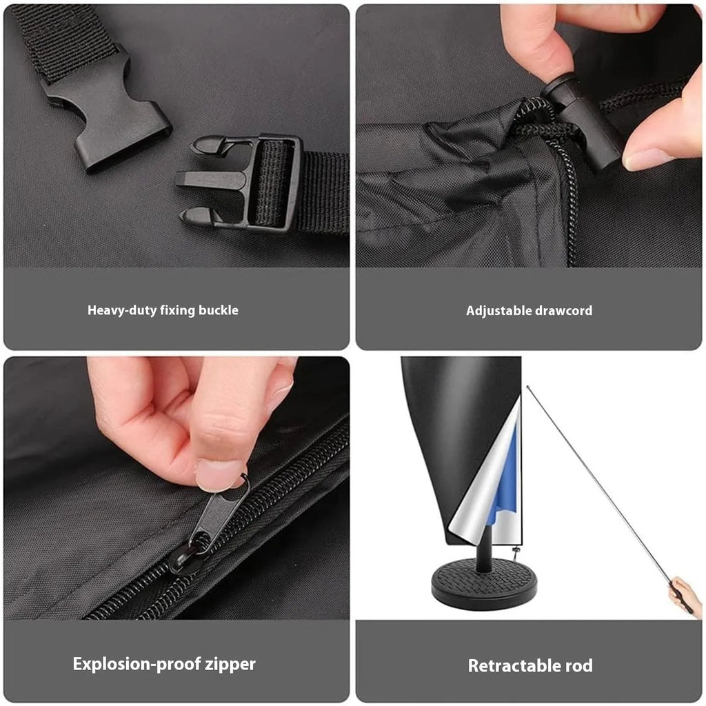 Grey waterproof Oxford cloth cover for a banana-shaped offset patio umbrella.