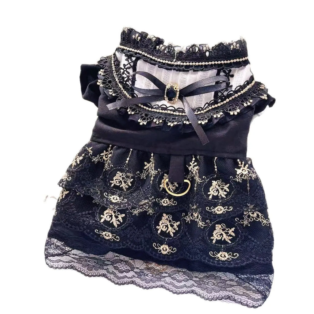 Gothic golden princess style polyester skirt for cats and dogs with size options XS to XL
