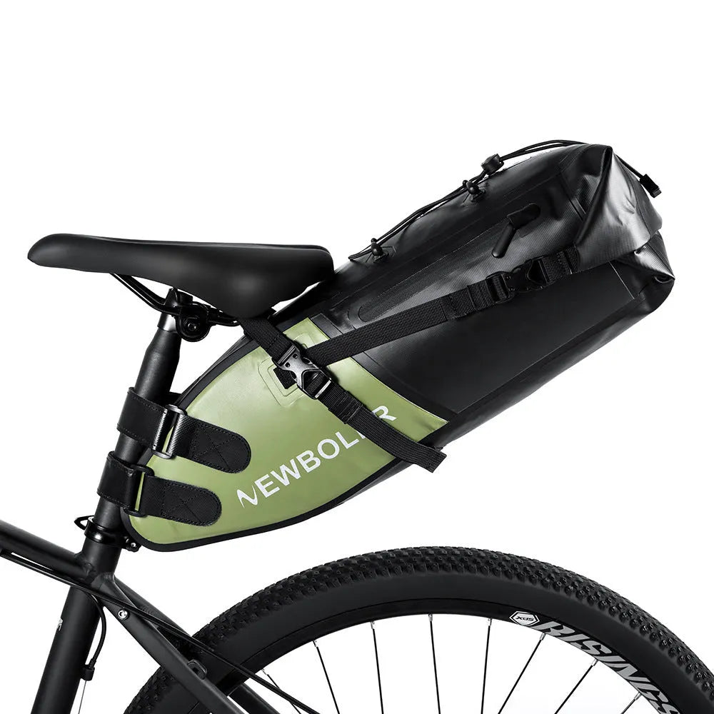 Waterproof PVC bicycle tail bag with 13-litre capacity for outdoor cycling gear
