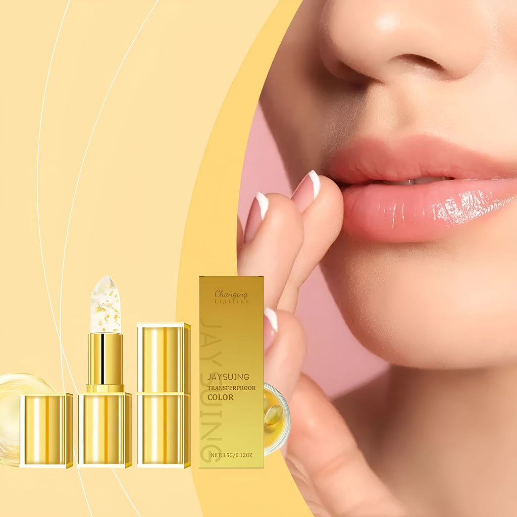 Gold Foil Nourishing Lipstick in a gold case with 3.5g net content.