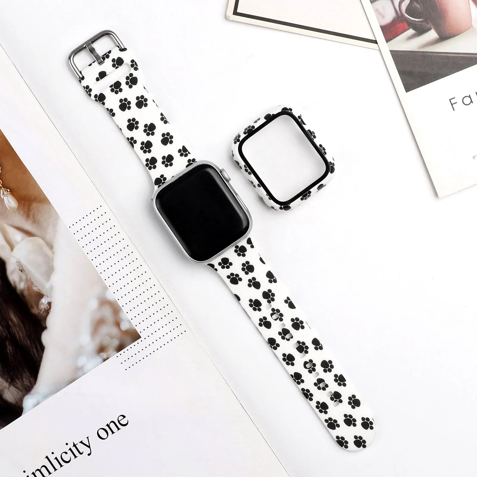 Colourful printed silicone watch strap for Apple Watch showing multiple style options