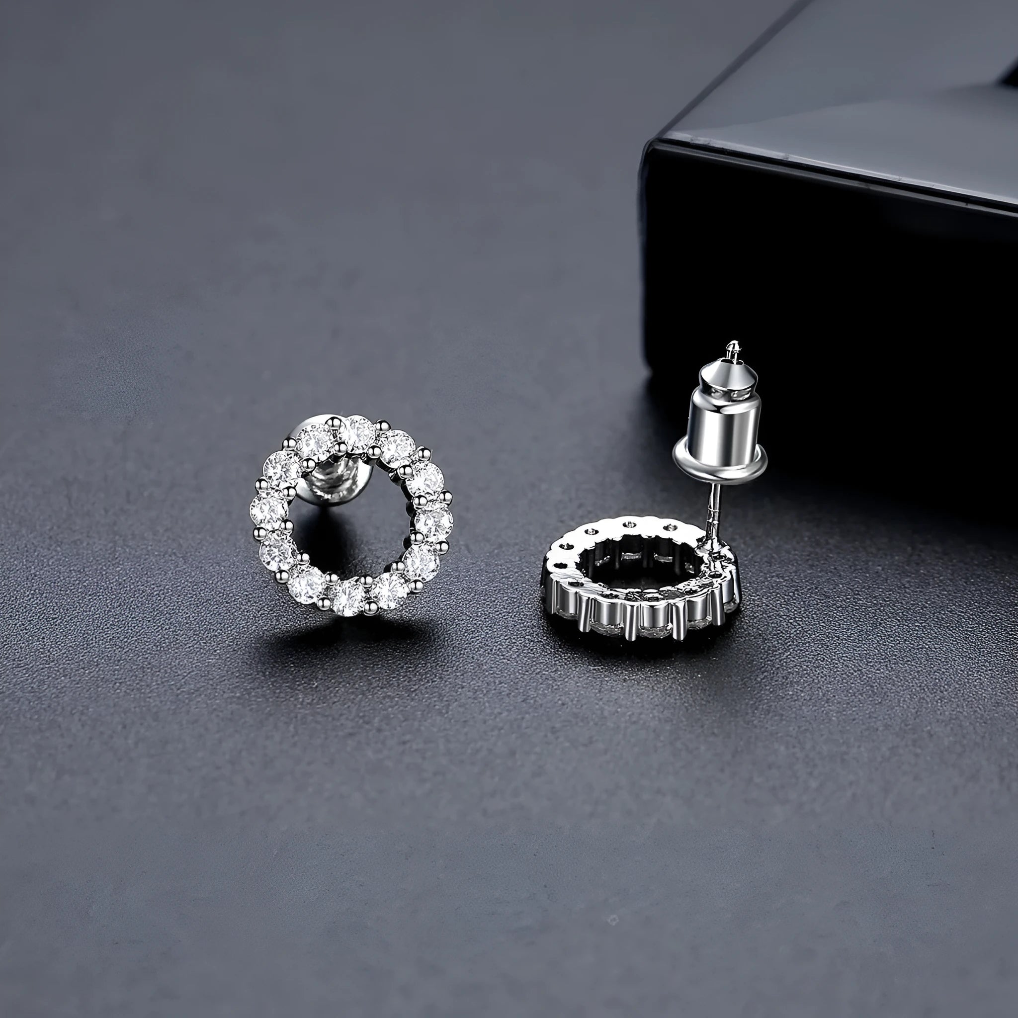 Ring Super Copper Micro Zircon stud earrings for women geometric shape fashion OL style