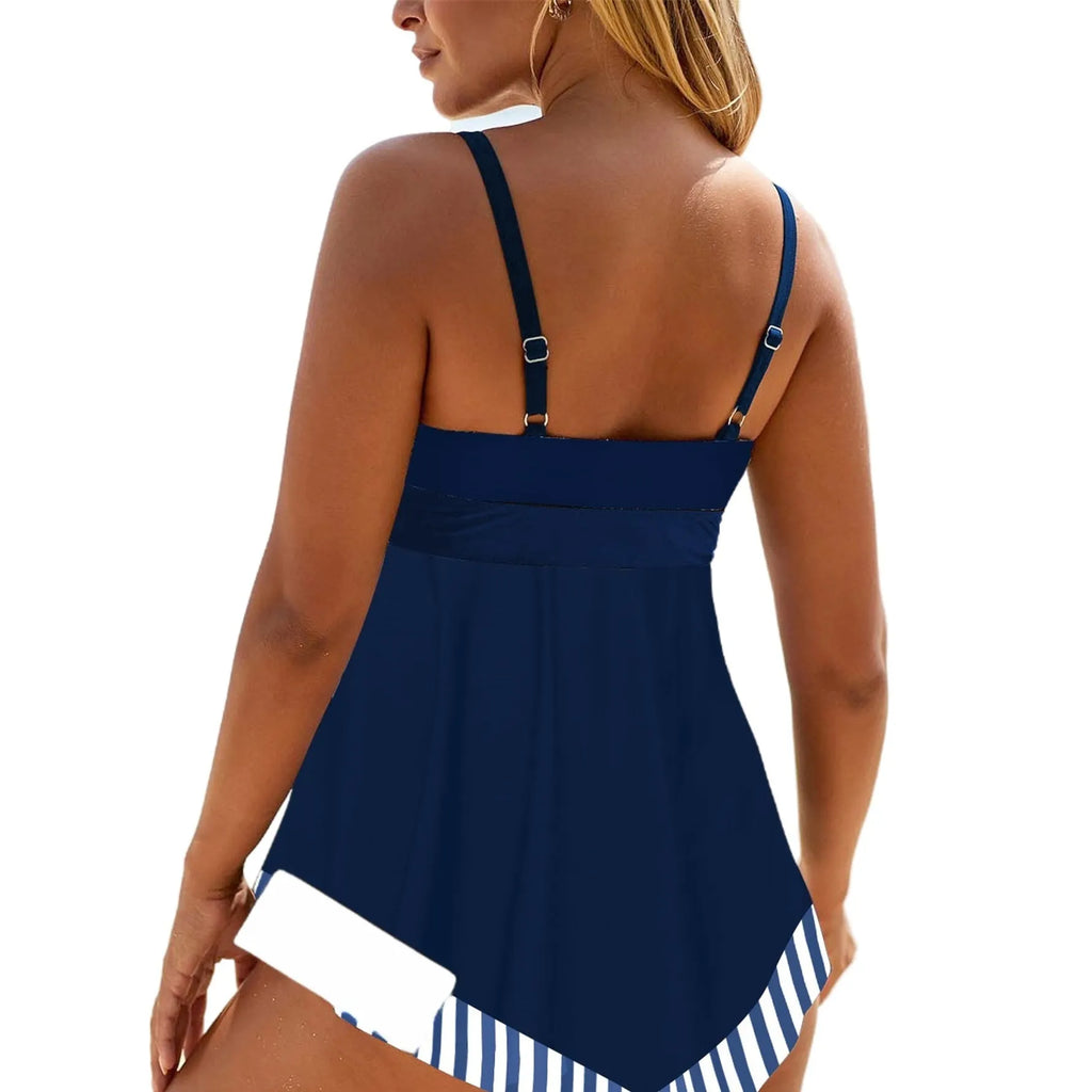 Plus size two-piece bikini swimsuit in quick-drying polyester fabric for swimming