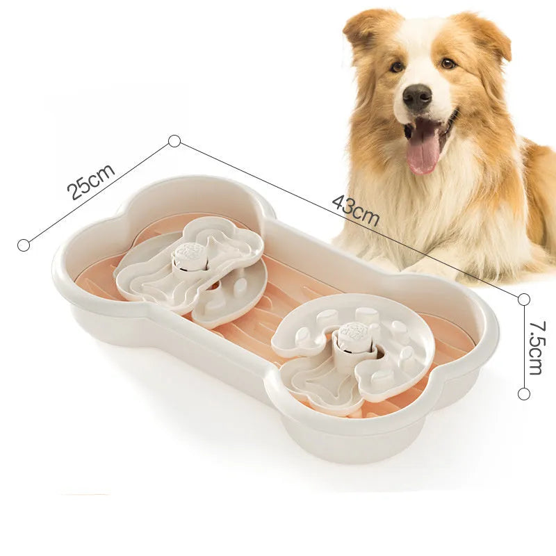 Large green slow feeder dog bowl with three-tier maze design and anti-slip suction cups