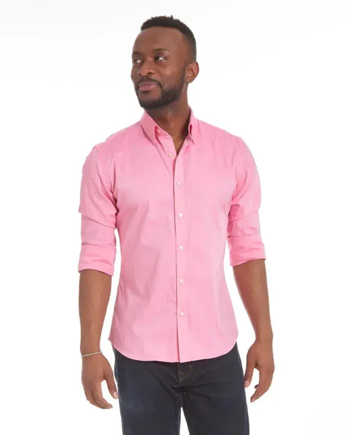Long sleeve zipper shirt with button lapel in solid colour, slim fit, cotton four-sided elastic fabric for men