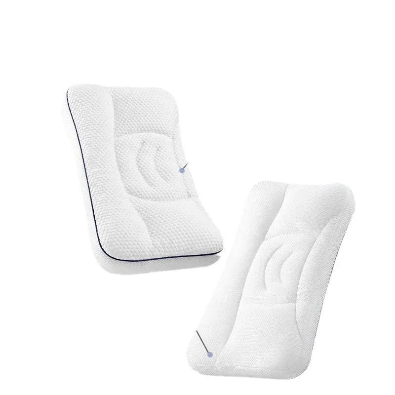 Children's dual-sided partition neck pillow showing cool and warm sides for ages 1 to 6 years