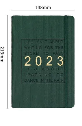 A5 student almanac diary with imitation leather cover showing monthly calendar layout and creative design elements
