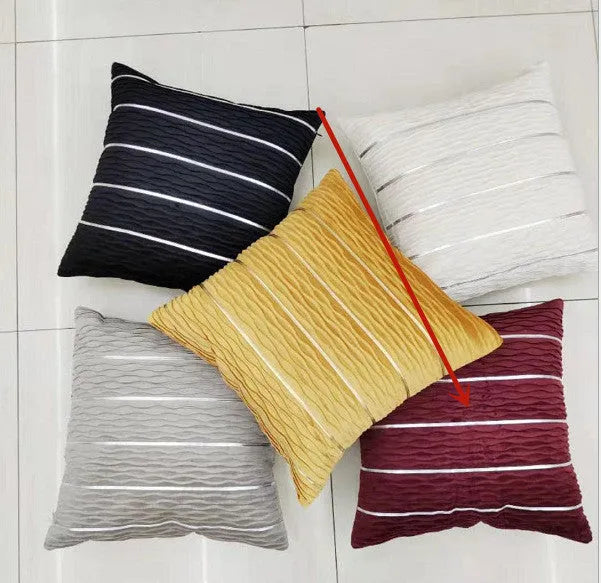 Striped velvet cushion cover in multiple colours measuring 45x45cm