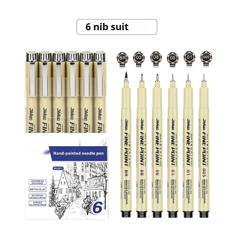 Syringe-style technical drawing needle pen with black waterproof ink for cartoon design and illustration