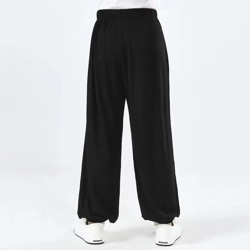 Children's black high elasticity Lycra practice pants for Sanda martial arts training