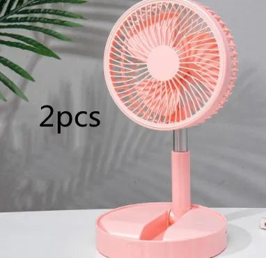 Black portable telescopic folding fan extended to full height with control panel visible