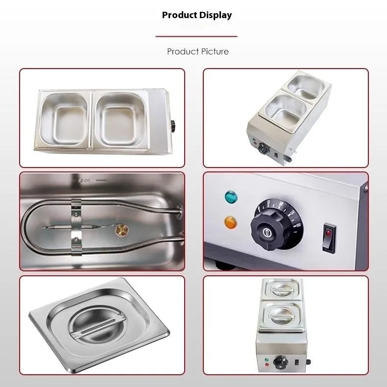 Commercial chocolate melting machine with double pots and temperature control display