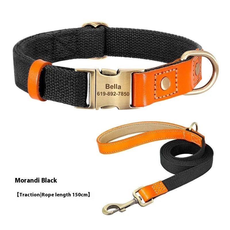 Small dog mohair neck collar and traction rope set in six colours with lettering, sizes XS S M.