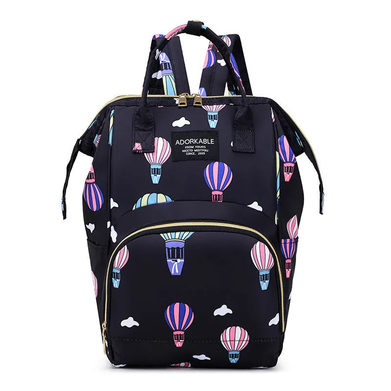 Large capacity nylon casual handbag with animal print and airpillow straps