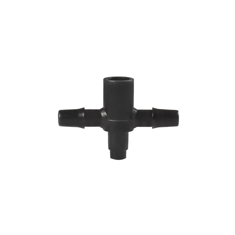 Tee water distributor connector for micro spray irrigation systems