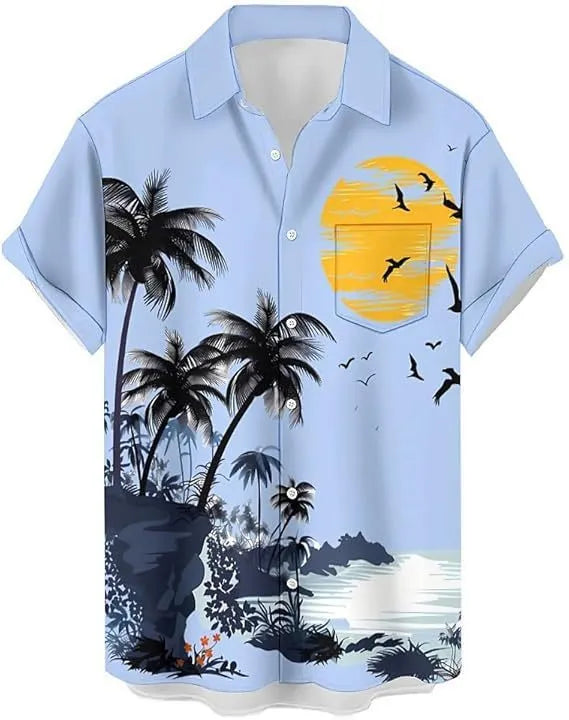 Men's camouflage pattern short sleeve casual shirt in slim fit style