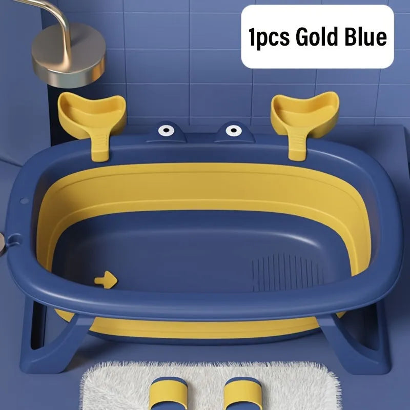 Light blue foldable portable pet tub for washing a small dog or cat
