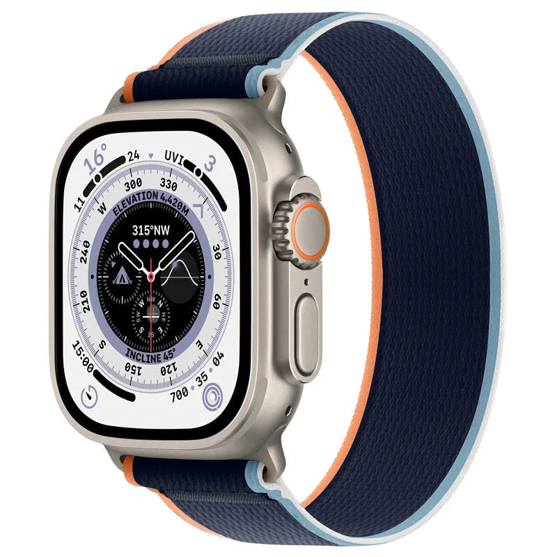 Nylon Apple Watch replacement strap with single ring buckle in multiple colour options