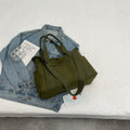 Women's canvas shoulder tote bag with sandwich pocket in solid colour options