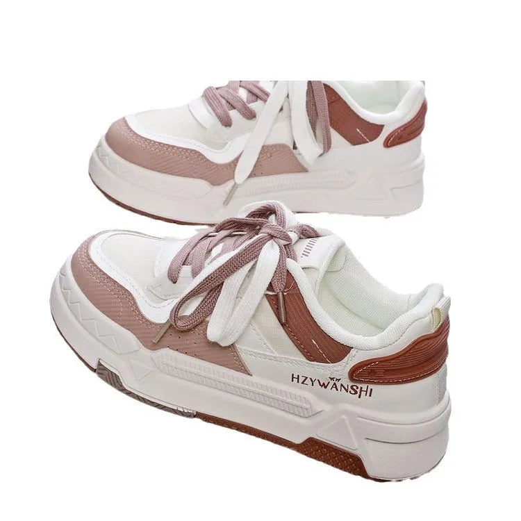 Children's board shoes with thick rubber sole, synthetic leather upper, and cross shoulder straps in beige.