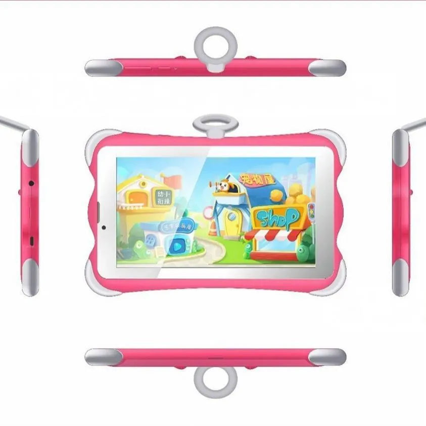 7-inch children's learning tablet in bright cartoon colours with protective stand and 3G calling capability