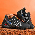 Men's gray orange casual low-top running shoes with synthetic leather upper and rubber sole.