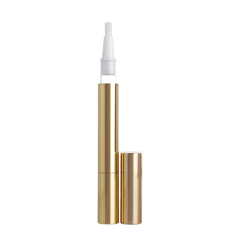 Teeth whitening pen with gel formula in plastic transparent or aluminium gold case designs