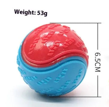 TPR rubber dog toy ball in two-tone colours with sound-making function for chewing and training
