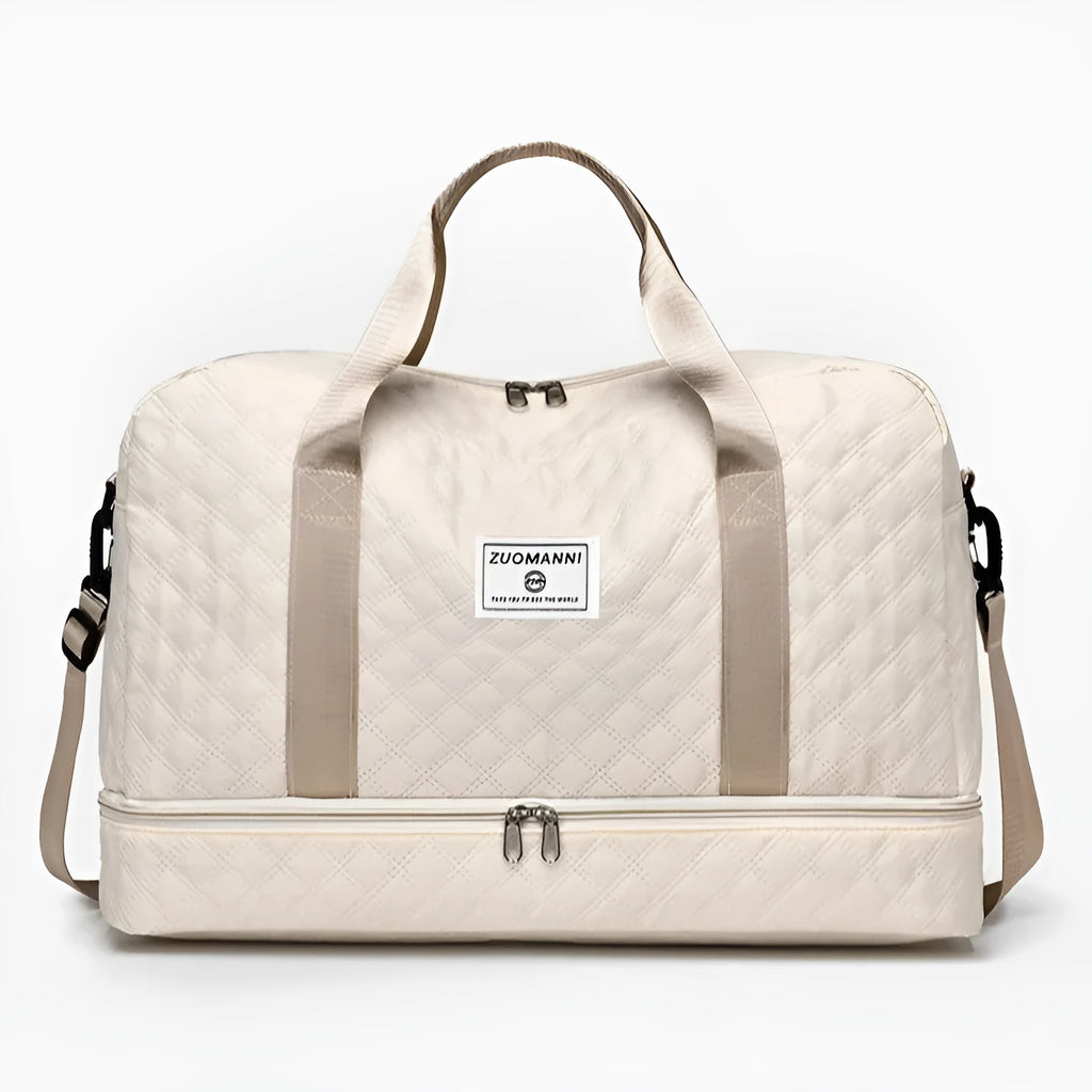 Large Oxford cloth leisure travel holdall in a street style, shown in a solid colour with sewing thread detail.