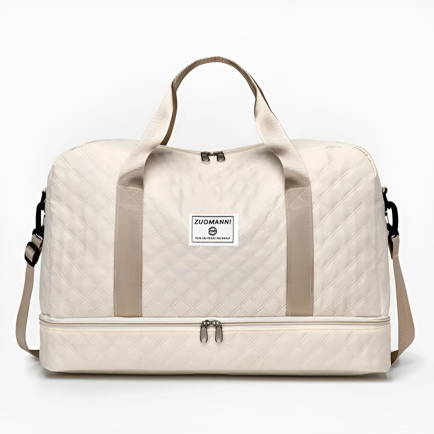 Large Oxford cloth leisure travel holdall in a street style, shown in a solid colour with sewing thread detail.