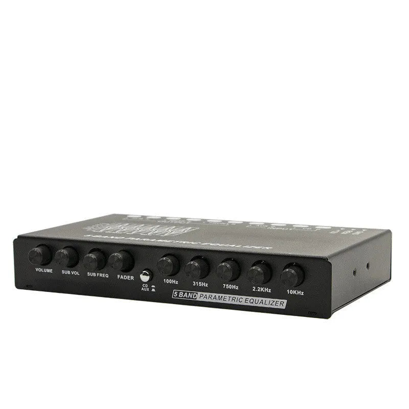 Car audio EQ frequency division amplifier with control panel for subwoofer adjustment